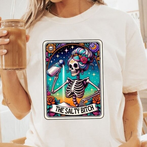 Tops - The Salty Girl Funny Tarot Card T-shirt
